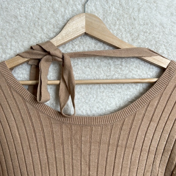 NWT WAYF x Dede & Emily Womens Tan Ribbed Knit Hollie Sweater Dress L LARGE - Picture 3 of 10